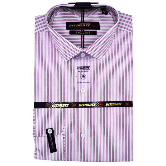 White with Purple Stripes dress shirt