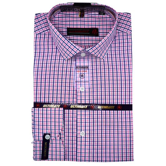 Pink and Blue Checkered dress shirt