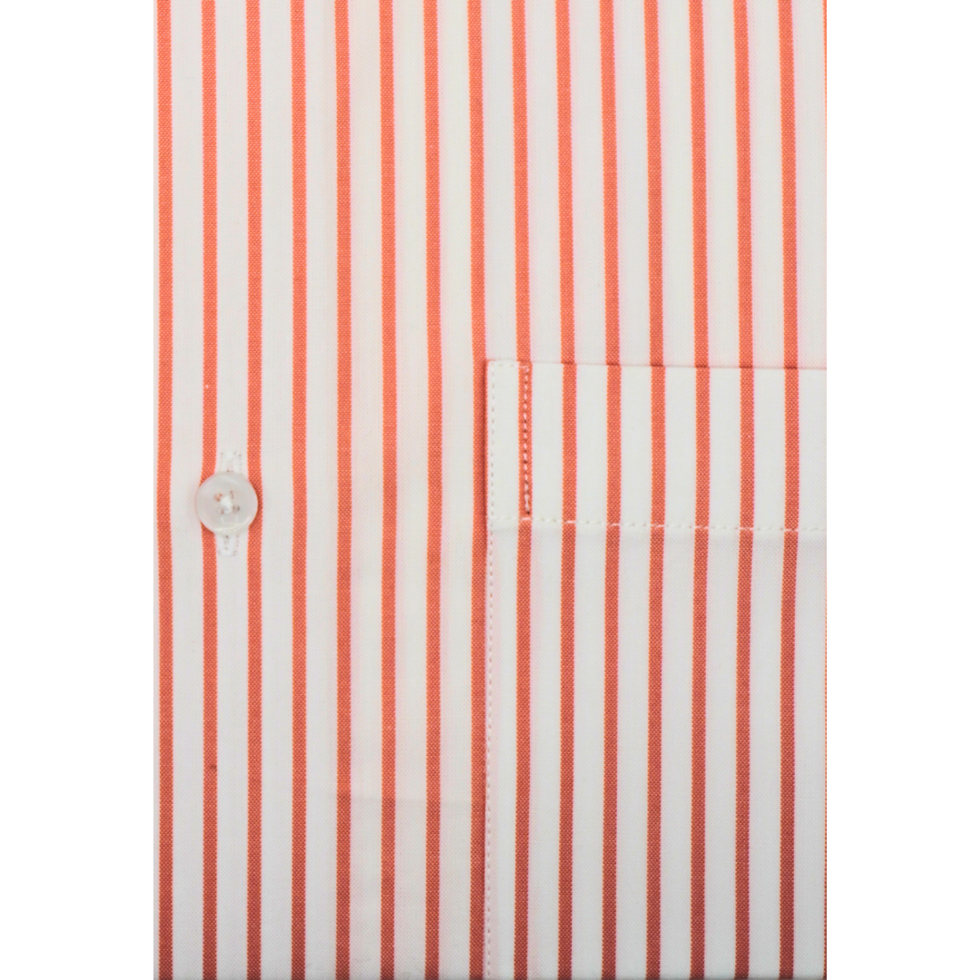 White with orange Vertical Stripes dress shirt